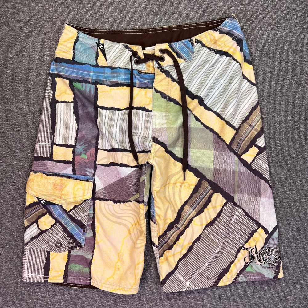 Rip Curl‎ Board Shorts Mens 29 Multicolor Patchwork Surf Beach Wax Comb Pocket